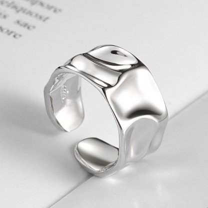 Asymmetric Wide Silver-tone Ring