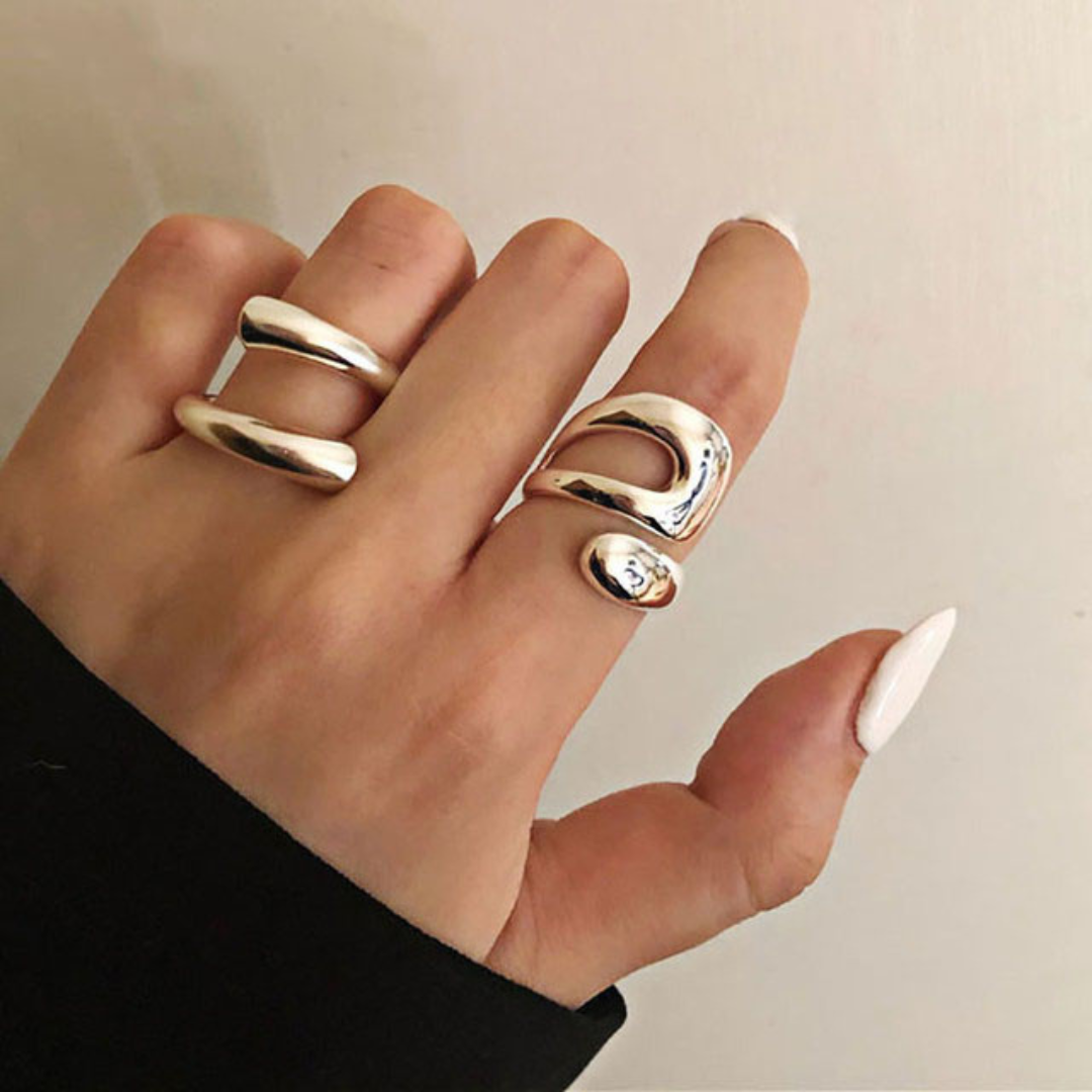 Simple adjustable Silver-tone Modernist Spiral Ring