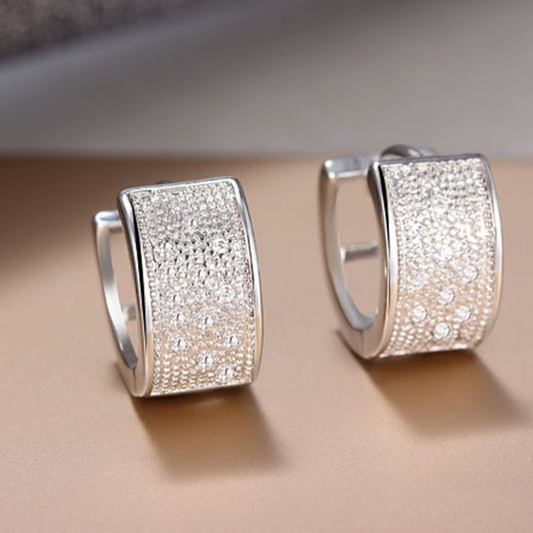Wide Engraved Silver-tone Earrings