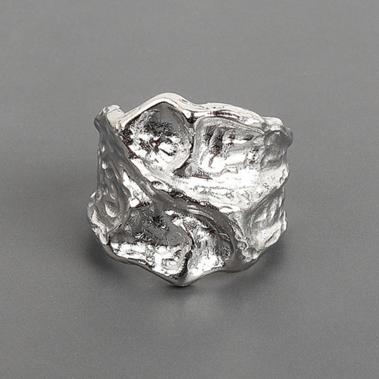 Silver-tone Special Crinkled Design Ring