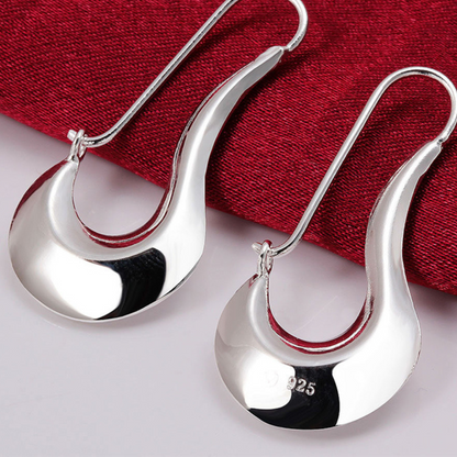 Polished Silver-tone Modernist Earrings