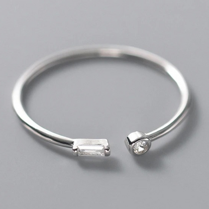 Adjustable Silver-tone Ring with 2 Beautiful Cubic Zirconias