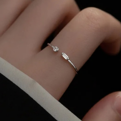 Adjustable Silver-tone Ring with 2 Beautiful Cubic Zirconias