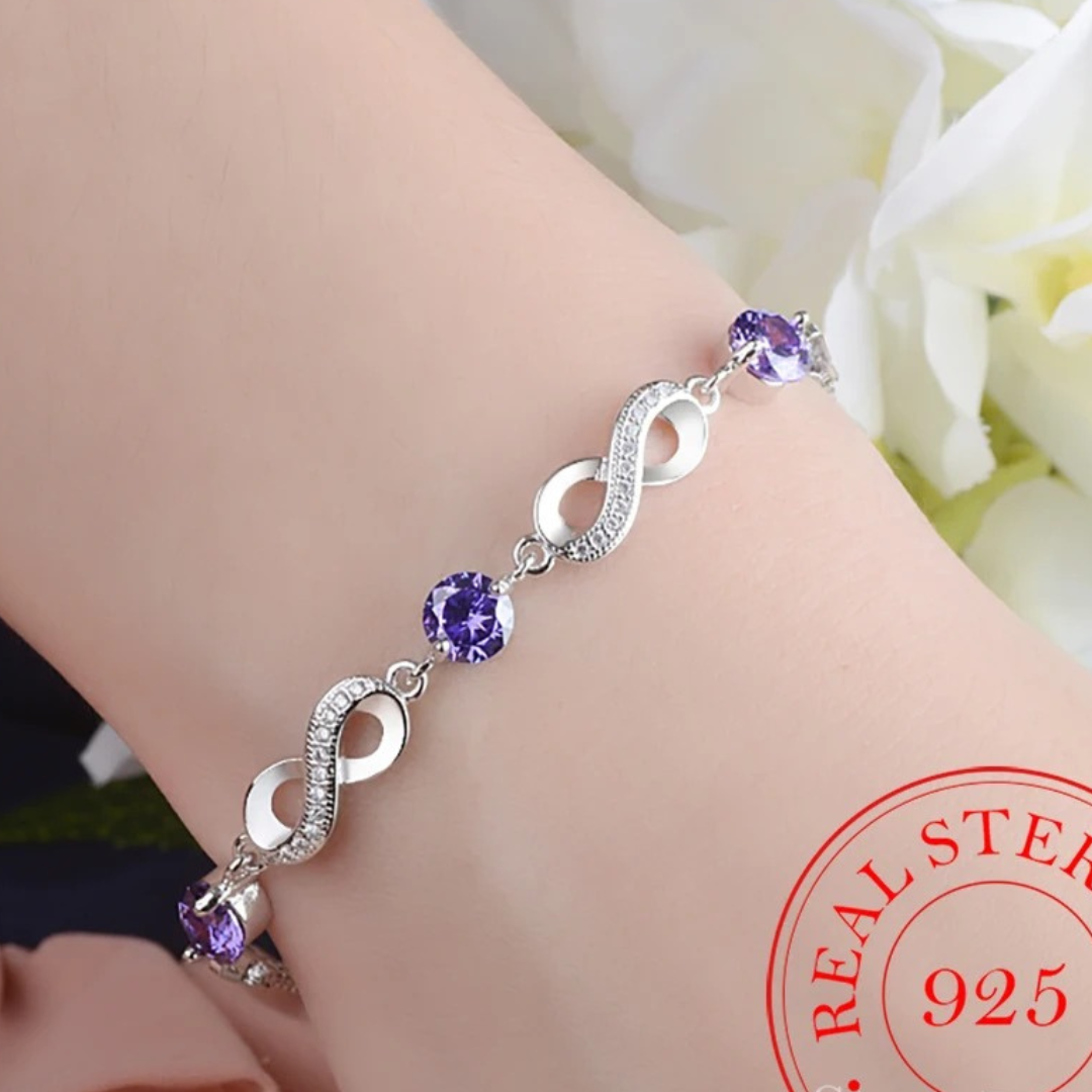 Fine Silver-tone Coloured Zirconium Stone Bracelet