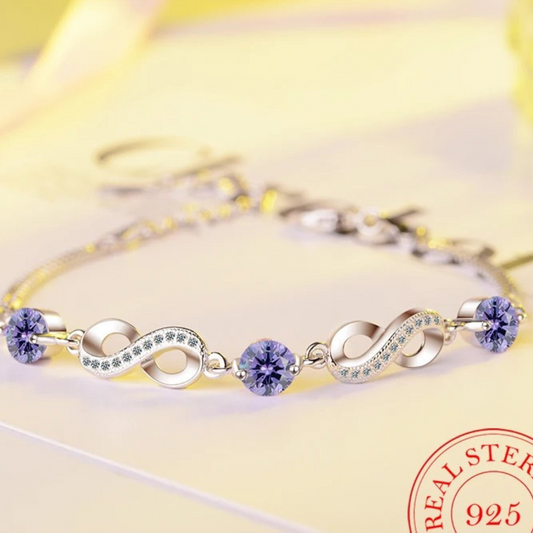 Fine Silver-tone Coloured Zirconium Stone Bracelet