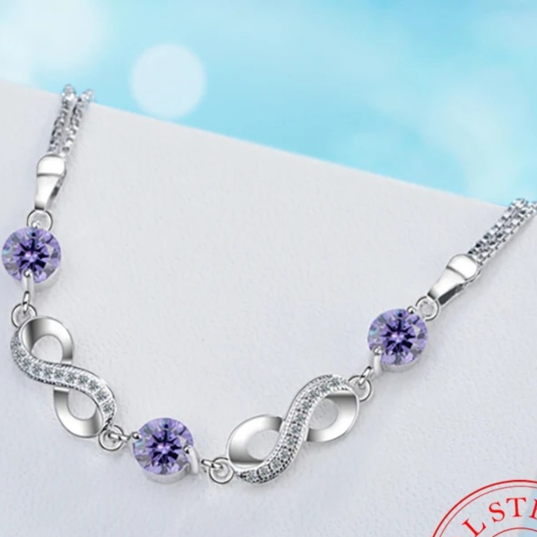 Fine Silver-tone Coloured Zirconium Stone Bracelet