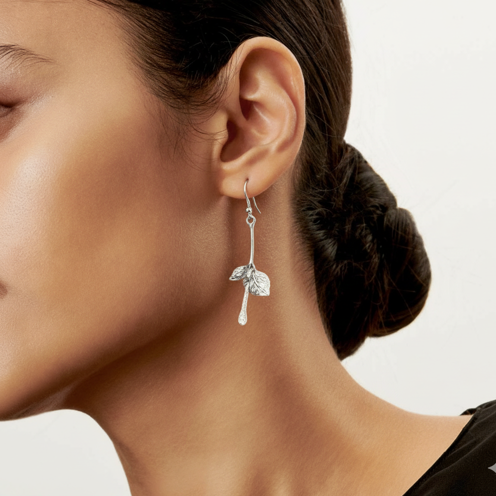 Vintage Silver-tone Leaf Earrings
