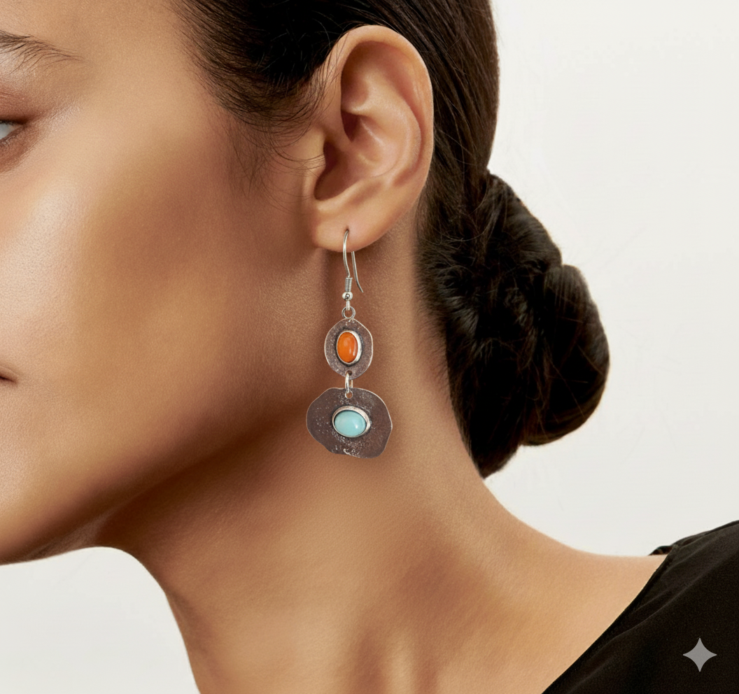 Vintage Silver-tone Nature Earrings