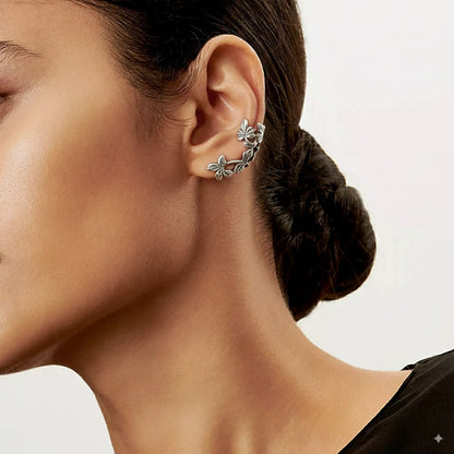 Vintage Silver-tone Leaf Earrings