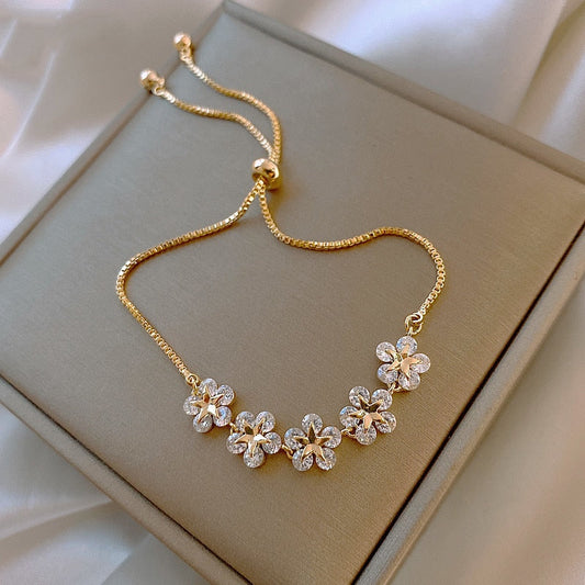 Golden Floral Crystal Bracelet