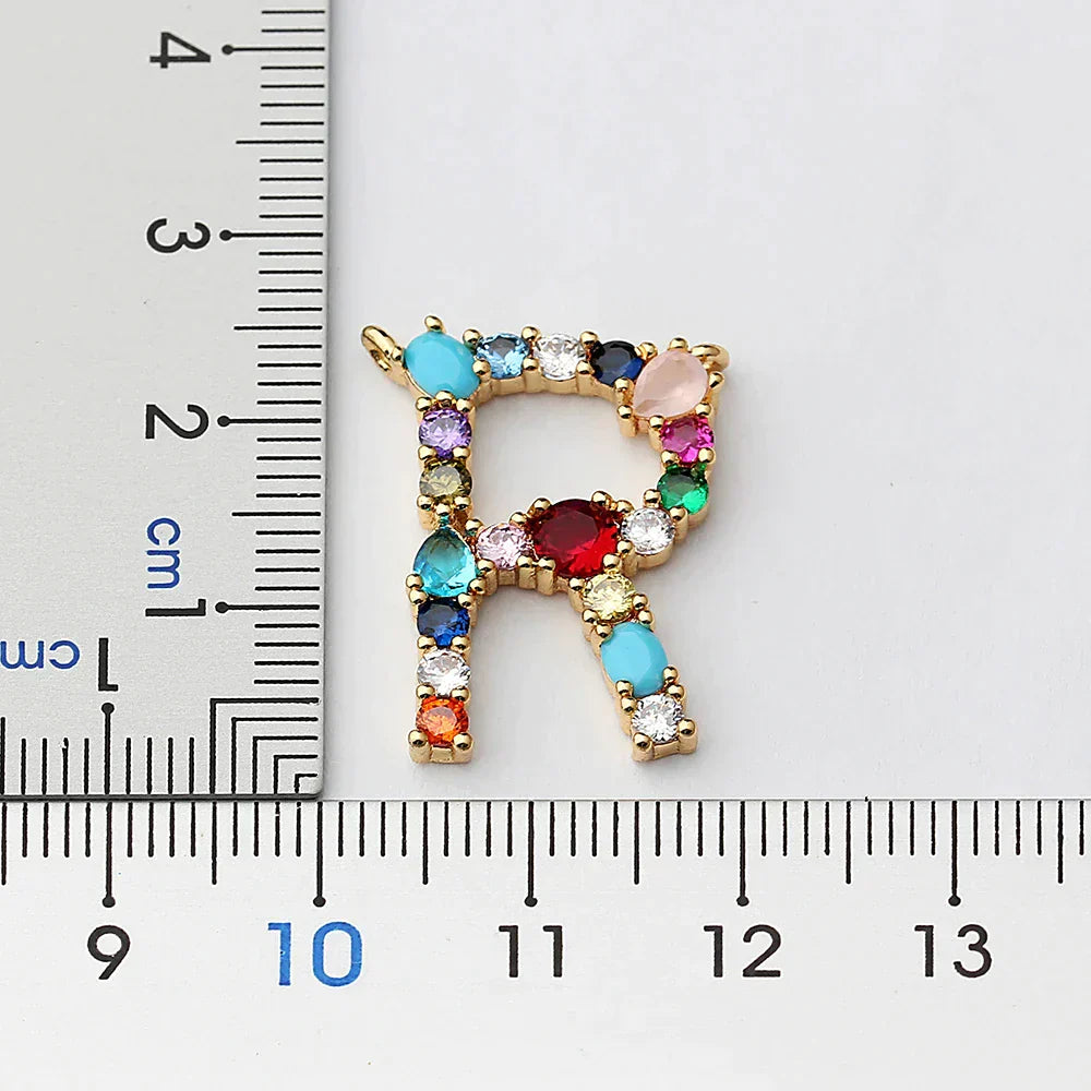 Gold-tone Initial and Accent Stone Necklace
