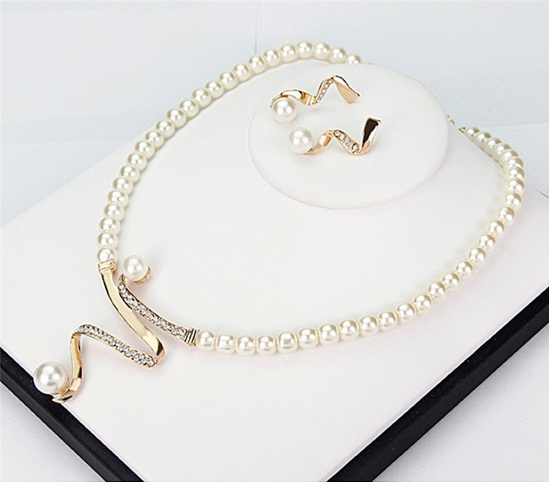 Bead Necklace + Earrings Set