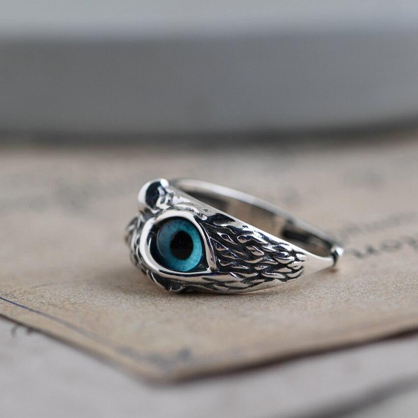 Adjustable Lucky Owl Silver-tone and Iridescent Ring