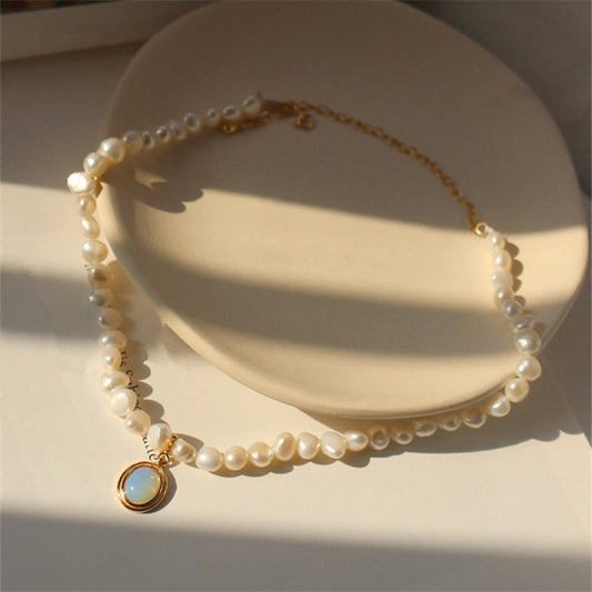 Milky Stone Bead Necklace