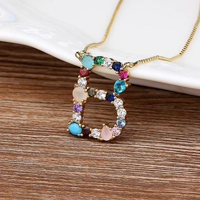Gold-tone Initial and Accent Stone Necklace