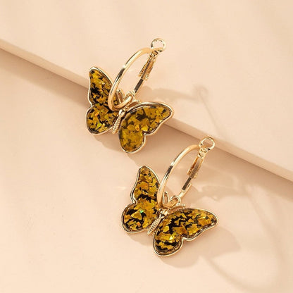Hand-painted enamel crystal butterfly earrings