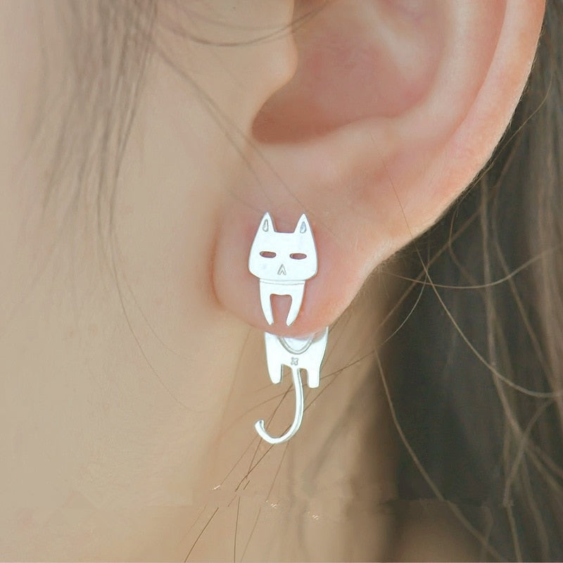Special edition Silver-tone cat-shaped earrings
