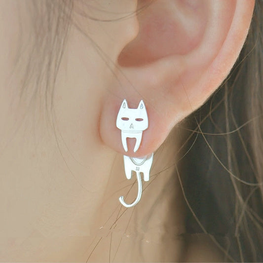 Special edition Silver-tone cat-shaped earrings