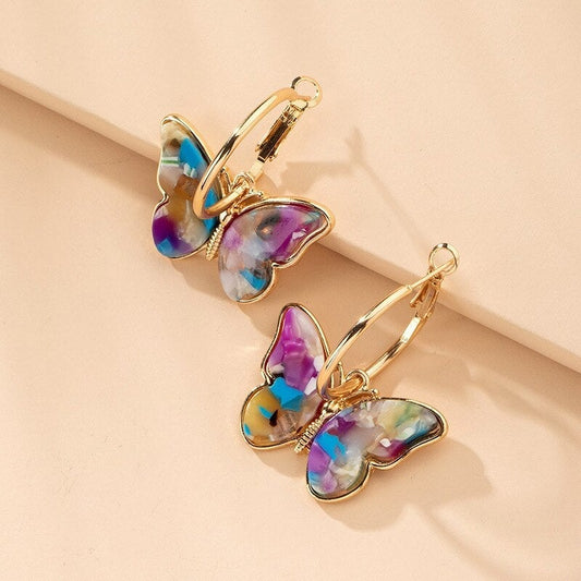 Crystal Butterfly Enamel Earrings
