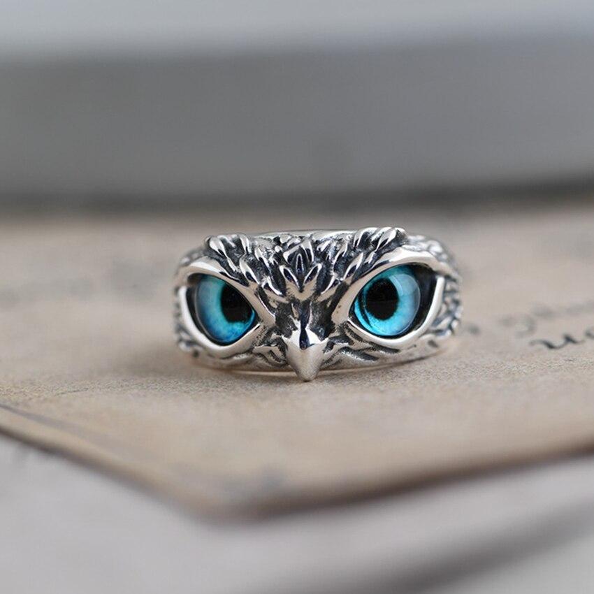 Adjustable lucky Silver-tone and Iridescent owl ring