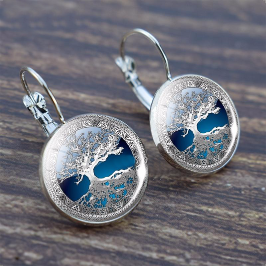 Silver-tone Tree of Life Earrings