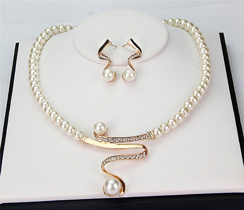 Bead Necklace + Earrings Set