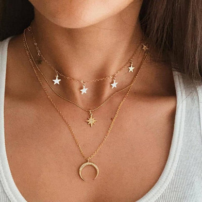 Silver-tone Moon Necklace
