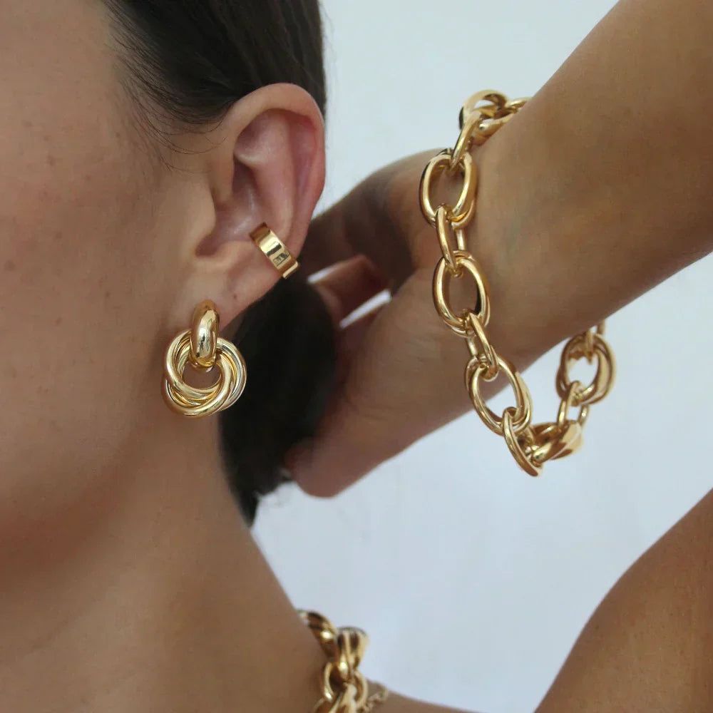 Interlocking Statement Earrings | Gold-tone