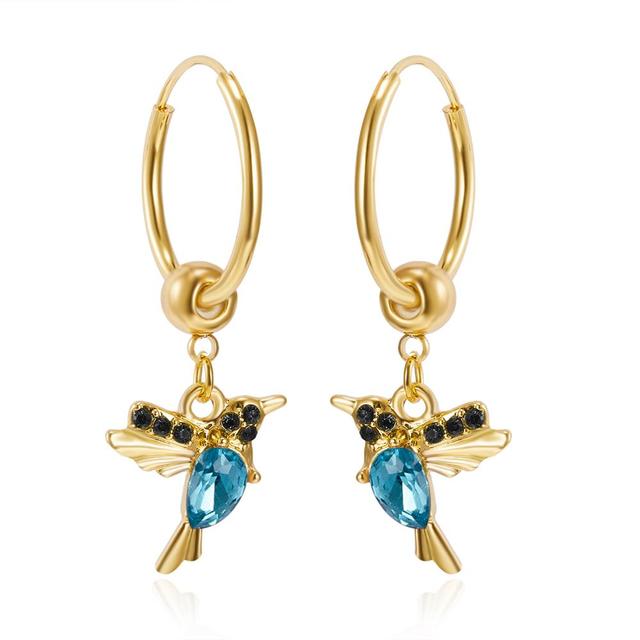 Limited edition flying hummingbird earrings with double-set cubic zirconia