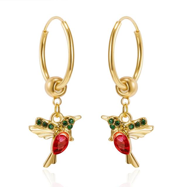 Limited edition flying hummingbird earrings with double-set cubic zirconia