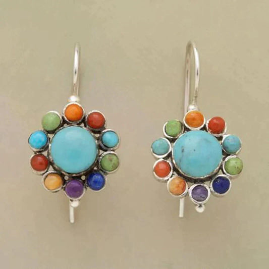 Multicolour Round Blue-Green Earrings