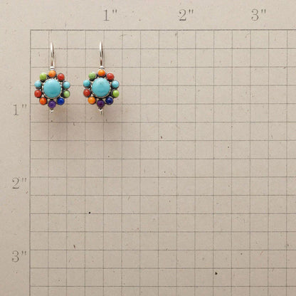 Multicolour Round Blue-Green Earrings