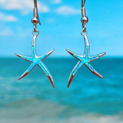 Silver-tone and Iridescent Starfish Earrings