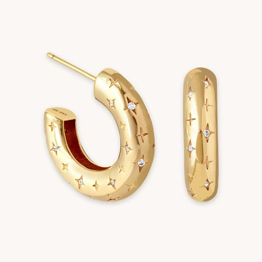 Cosmic Hoop Earrings | Gold-tone