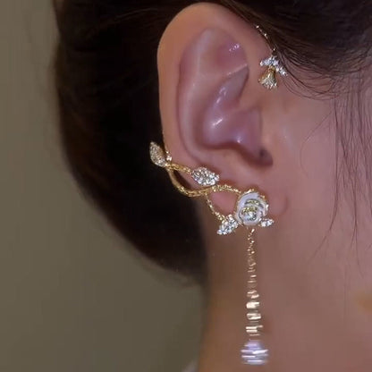 Floral Cubic Zirconia Hoop Earrings