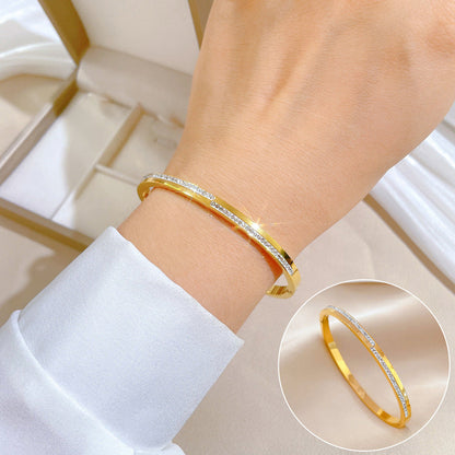 Aera Rigid Gold-tone Crystal Bracelet