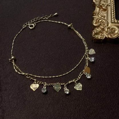Gold-tone Heart Chain Anklet