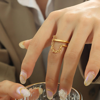 Magnifique Twisted Chain Gold-tone Ring