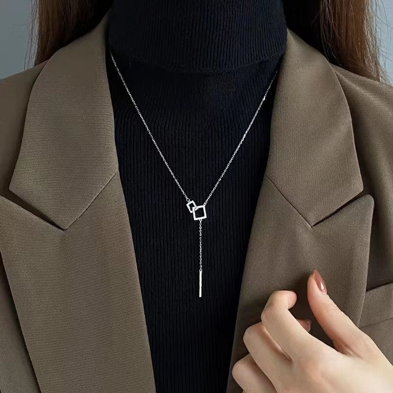 Silver-tone Geometric Necklace