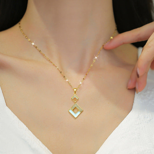 Golden geometric necklace