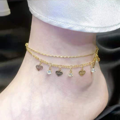 Gold-tone Heart Chain Anklet