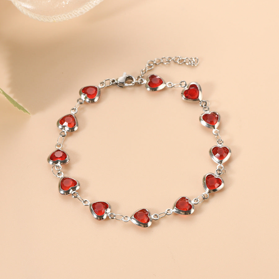 Ophelyra Garnetelle Bracelet | White Gold-tone