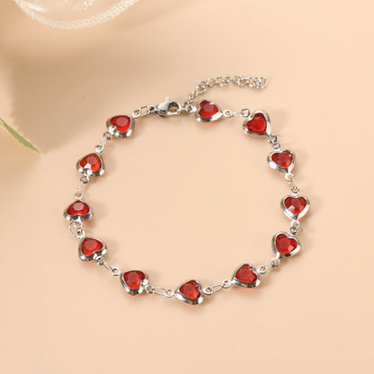 Ophelyra Garnetelle Bracelet | White Gold-tone