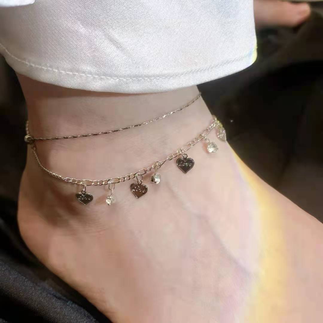 Gold-tone Heart Chain Anklet