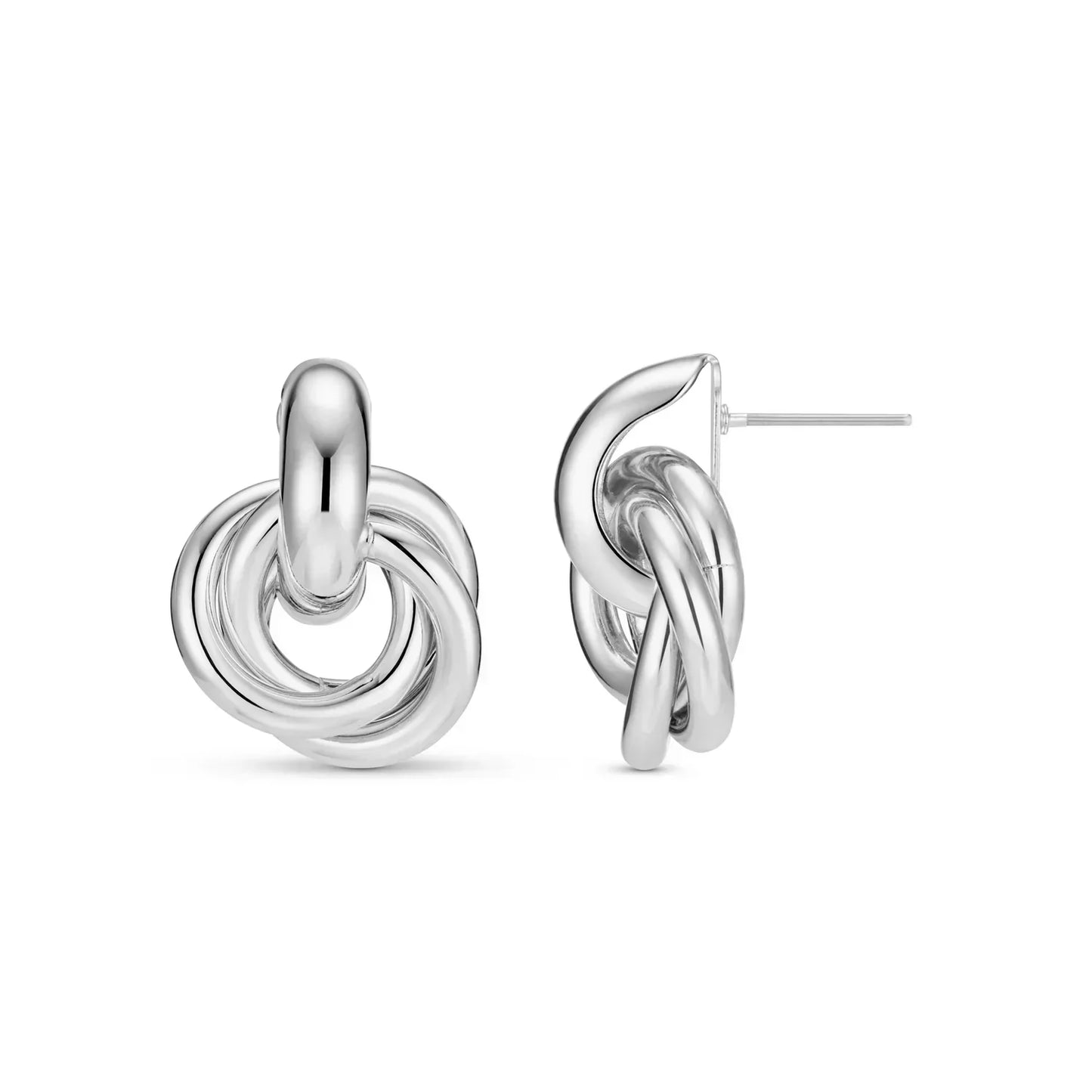 Interlocking Statement Earrings | White Gold-tone