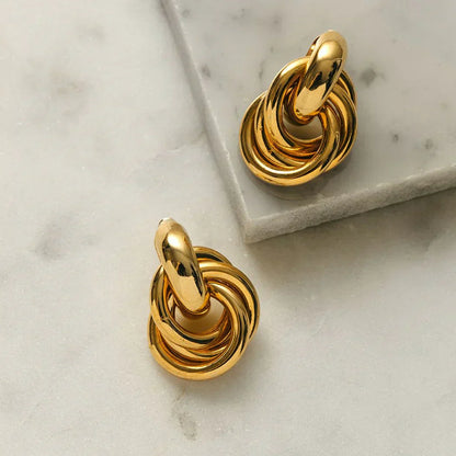 Interlocking Statement Earrings | White Gold-tone