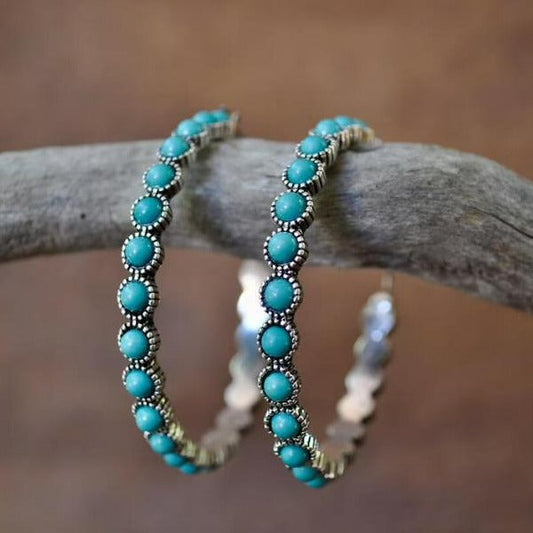 Vintage Circular Blue-Green Earrings