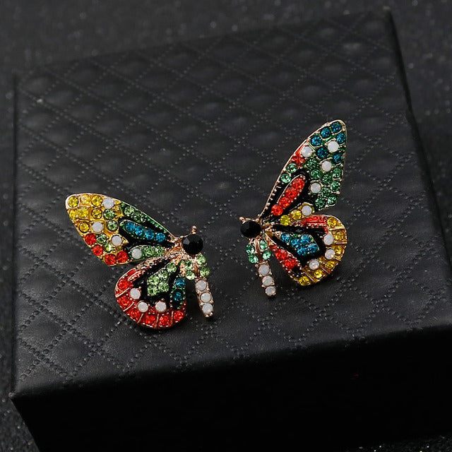 Limited edition butterfly earrings with double-set cubic zirconia