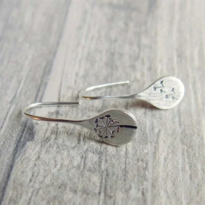 Silver-tone Dandelion Leaf Earrings