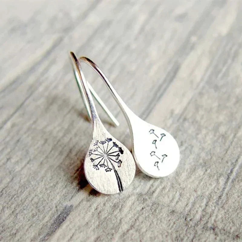 Silver-tone Vintage Flower Earrings